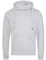 Just Hoods Cross Neck Hoodie mit Daumenlöchern – Heather Grey