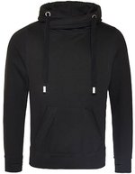 Just Hoods Cross Neck Hoodie mit Daumenlöchern, Heather Grey XS, JH021 – Jet Nero