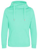 Just Hoods Cross Neck Hoodie mit Daumenlöchern, Heather Grey XS, JH021 – Peppermint