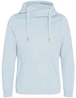 Just Hoods Cross Neck Hoodie mit Daumenlöchern, Heather Grey XS, JH021 – Azzurro cielo