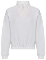 Just Hoods Cropped Sweatshirt mit 1/4 Zip für Damen – Arctic White