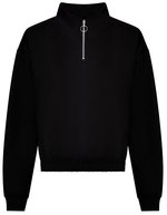 Just Hoods Cropped Sweatshirt mit 1/4 Zip für Damen – Deep Black