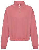 Just Hoods Cropped Sweatshirt mit 1/4 Zip für Damen – Dusty Rose