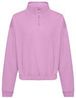 Just Hoods Cropped Sweatshirt mit 1/4 Zip für Damen – Lavender