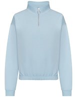 Just Hoods Cropped Sweatshirt mit 1/4 Zip für Damen – Sky Blue