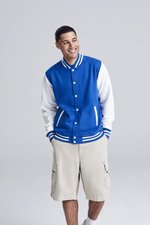 Just Hoods Varsity Jacket mit Kontrastärmeln, Oxford Navy/White XL, JH043 – Bild 1
