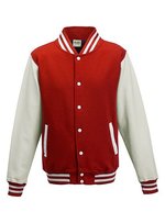 Just Hoods Varsity Jacket mit Kontrastärmeln – Fire Red/White