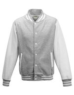 Just Hoods Varsity Jacket mit Kontrastärmeln – Heather Grey/White