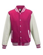 Just Hoods Varsity Jacket mit Kontrastärmeln – Hot Pink/White