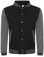 Just Hoods Varsity Jacket mit Kontrastärmeln, Oxford Navy/White XL, JH043 – Jet Black/Charcoal (Heather)