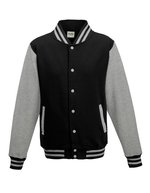 Just Hoods Varsity Jacket mit Kontrastärmeln, Oxford Navy/White XL, JH043 – Jet Black/Heather Grey