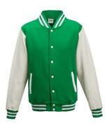 Just Hoods Varsity Jacket mit Kontrastärmeln, Oxford Navy/White XL, JH043 – Kelly Green/White