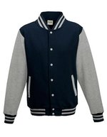 Just Hoods Varsity Jacket mit Kontrastärmeln, Oxford Navy/White XL, JH043 – Oxford Navy/Heather Grey