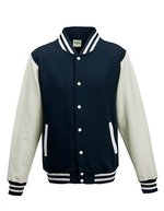 Just Hoods Varsity Jacket mit Kontrastärmeln – Oxford Navy/White