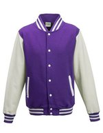 Just Hoods Varsity Jacket mit Kontrastärmeln, Oxford Navy/White XL, JH043 – Purple/White