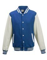 Just Hoods Varsity Jacket mit Kontrastärmeln, Oxford Navy/White XL, JH043 – Royal Blue/White