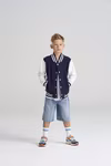 Just Hoods Varsity Jacke mit Kontrastärmeln für Kinder, Jet Black/White 7/8 (M), JH043K – Bild 2