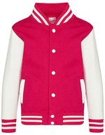 Kids´ Varsity Jacket – Hot Pink/White