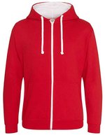 Just Hoods Varsity Zoodie mit YKK-Reißverschluss, New French Navy/Heather Grey XL, JH053 – Rosso fuoco/Artico Bianco