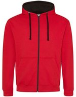 Just Hoods Varsity Zoodie mit YKK-Reißverschluss, New French Navy/Heather Grey XL, JH053 – Rosso fuoco/Jet Nero