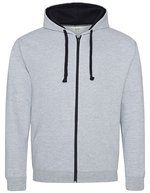 Just Hoods Varsity Zoodie mit YKK-Reißverschluss, New French Navy/Heather Grey XL, JH053 – Melange Grigio/Blu navy francese
