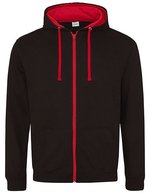 Just Hoods Varsity Zoodie mit YKK-Reißverschluss, New French Navy/Heather Grey XL, JH053 – Jet Nero/Rosso fuoco
