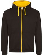 Just Hoods Varsity Zoodie mit YKK-Reißverschluss, New French Navy/Heather Grey XL, JH053 – Jet Nero/Oro