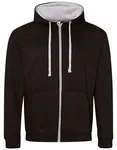 Just Hoods Varsity Zoodie mit YKK-Reißverschluss, New French Navy/Fire Red XL, JH053 – Jet Black/Heather Grey