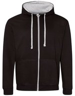Just Hoods Varsity Zoodie mit YKK-Reißverschluss, New French Navy/Heather Grey XL, JH053 – Jet Nero/Melange Grigio