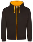 Just Hoods Varsity Zoodie mit YKK-Reißverschluss, New French Navy/Fire Red XL, JH053 – Jet Black/Orange Crush