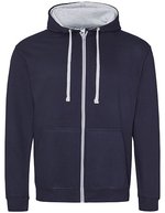Just Hoods Varsity Zoodie mit YKK-Reißverschluss, New French Navy/Heather Grey XL, JH053 – Nuovo Blu navy francese/Melange Grigio