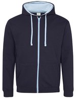 Just Hoods Varsity Zoodie mit YKK-Reißverschluss, New French Navy/Heather Grey XL, JH053 – Nuovo Blu navy francese/Azzurro cielo