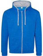 Just Hoods Varsity Zoodie mit YKK-Reißverschluss, New French Navy/Heather Grey XL, JH053 – Zaffiro Blu/Melange Grigio