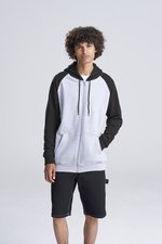 Just Hoods Baseball Zoodie mit Raglan-Ärmeln, Charcoal (Heather)/Jet Black S, JH063 – Bild 1