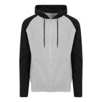 Just Hoods Baseball Zoodie mit Raglan-Ärmeln, Charcoal (Heather)/Jet Black S, JH063 – Bild 3