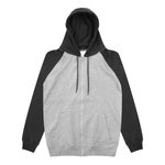Just Hoods Baseball Zoodie mit Raglan-Ärmeln, Charcoal (Heather)/Jet Black S, JH063 – Bild 5