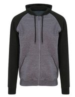 Just Hoods Baseball Zoodie mit Raglan-Ärmeln, Charcoal (Heather)/Jet Black S, JH063 – Bild 2