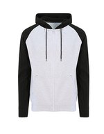 Just Hoods Baseball Zoodie mit Raglan-Ärmeln, Charcoal (Heather)/Jet Black S, JH063 – Melange Grigio/Jet Nero