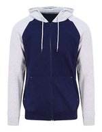Just Hoods Baseball Zoodie mit Raglan-Ärmeln, Charcoal (Heather)/Jet Black S, JH063 – Oxford Blu navy/Melange Grigio