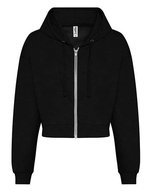 Just Hoods Cropped Zoodie mit Reißverschluss für Damen, Arctic White XS, JH065 – Deep Black