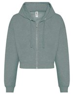 Just Hoods Cropped Zoodie mit Reißverschluss für Damen, Arctic White XS, JH065 – Dusty Green