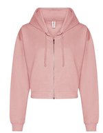 Just Hoods Cropped Zoodie mit Reißverschluss für Damen, Arctic White XS, JH065 – Dusty Pink