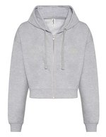 Just Hoods Cropped Zoodie mit Reißverschluss für Damen, Arctic White XS, JH065 – Heather Grey