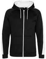Just Hoods Sports Polyester Zoodie mit Kontrast-Reißverschluss, Jet Black/Arctic White M, JH066 – Jais Noir/Arctique Blanc