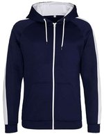 Just Hoods Sports Polyester Zoodie mit Kontrast-Reißverschluss, Jet Black/Arctic White M, JH066 – Oxford Navy/Arctic White