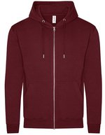 Just Hoods Bio-Zip-Hoodie aus 100% Baumwolle – Burgundy