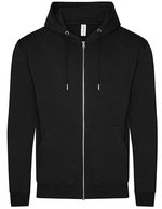 Just Hoods Bio-Zip-Hoodie aus 100% Baumwolle – Deep Black