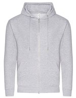 Just Hoods Bio-Zip-Hoodie aus 100% Baumwolle – Heather Grey