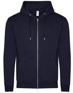 Just Hoods Bio-Zip-Hoodie aus 100% Baumwolle, Arctic White XS, JH250 – Nuovo Blu navy francese