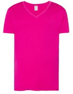 JHK Urbanes V-Ausschnitt T-Shirt Slim-Fit, White S, JHK270 – Fuchsia